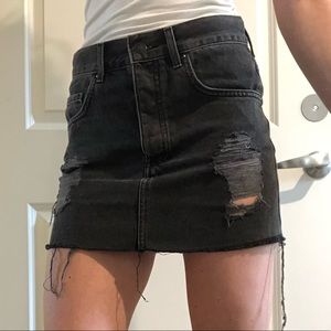 Black washed jean skirt